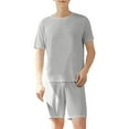 thumbnail image 2 of Xysaqa Men's Soft Pajama Set Trendy Lightweight Comfy Ice Silk Textured Loose Fits Short Sleeve Shirt + Shorts Set Summer Clothes for Men 2X 3X 4X, 2 of 6