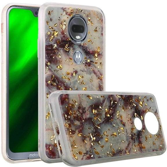 GSA Gold Flake Marble Candy Case for Motorola Moto G7 Power & Supra - Purple