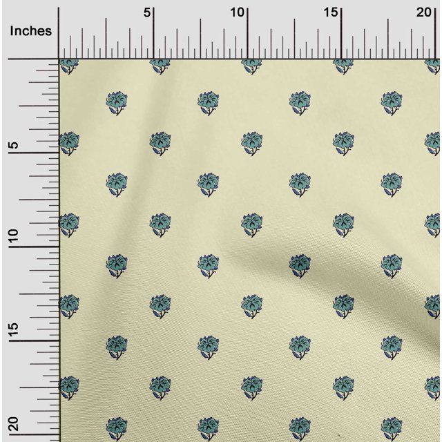 oneOone Cotton Silk Fabric Floral Block Print Sewing Fabric BTY 42 Inch Wide