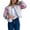 Pink Blue, variant on Women's Y2K Cropped Puffer Jacket Vintage Cute Floral Print Open Front Lightweight Short Jacket Padded Quilted Coats Outwear