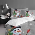 thumbnail image 4 of Cartoon Snowman Twin Size Comforter Set, Christmas Snowman Xmas Tree Box Snowfall Grey Bedding for All Seasons, 4 Pcs Bed Set with 1 Comforter (68"x86") ,1Sheet(66"x116"), 2 Pillowcases (19"x29"), 4 of 7