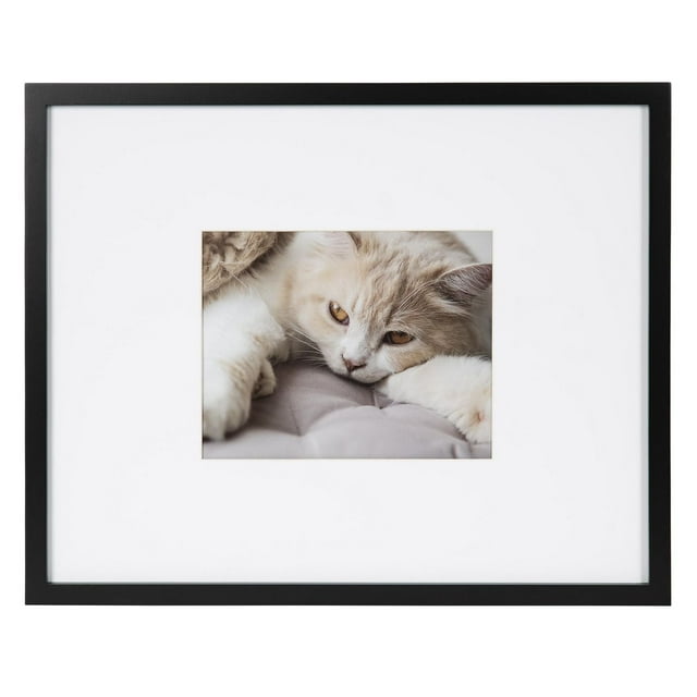 DesignOvation Gallery 16" X 20" Matted to 8" x 10" Black Picture Frame