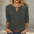 thumbnail image 2 of Ltctricy Women's 3/4 Sleeve Tops 2025 Trendy Dressy Casual Crew Neck Cutout Solid Color Pleated T Shirts Tunic Tee Blouses, 2 of 5