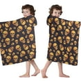 thumbnail image 4 of Black Orange Skull Pattern Hooded Bath Towel，50"x30" for Ages 3 To 12 Kids, Quick Dry Lightweight Soft Microfiber Hood Beach Towel Cover Up for Kids, 4 of 7