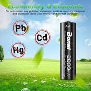 BONAI AA Rechargeable Batteries High-Capacity 2800mAh 1.2V NiMH Battery Low Self Discharge Pre-Charge Double AA Battery 24 Pack