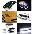 thumbnail image 2 of Spec-D Tuning JDM Black Halo Projector Headlights LED Daytime Fog Lamp Compatible with 2003-2005 350Z Left + Right Pair Headlamps Assembly, 2 of 2
