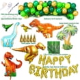 thumbnail image 2 of Globos de fiesta de jungla verde, suministros para fiesta de cumpleaños de dinosaurios, decoraciones de feliz cumpleaños para niño, 2 of 5