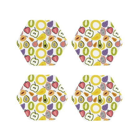 

Leather Coasters with Heat-resistant for Drinks cartoon fruit colorful -标题2 Hexagon