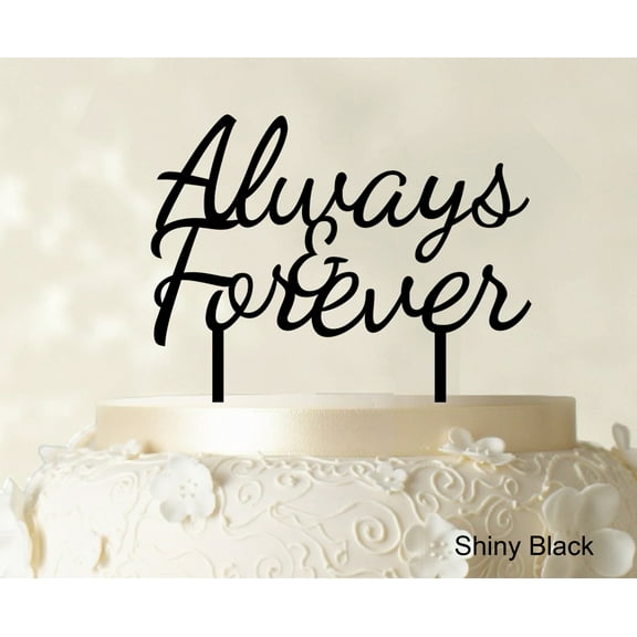 "Printtoo Always & Forever Custom Wedding Cake Topper Personalized Shiny Black Cake Topper Color Option Available 6""-7"" Inches Wide"