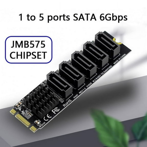 Chenyang CY NGFF Key B M to SATA 3.0 6Gbps 5 Ports Adapter Converter PM Multi Port Select JMB575 2280 Card