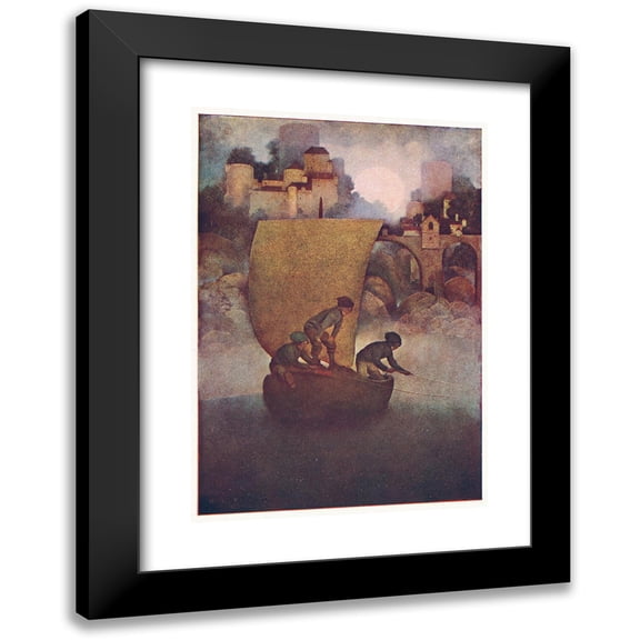 Maxfield Parrish 11x14 Black Modern Framed Museum Art Print Titled - Wyken, Blindken and Nod (1904)