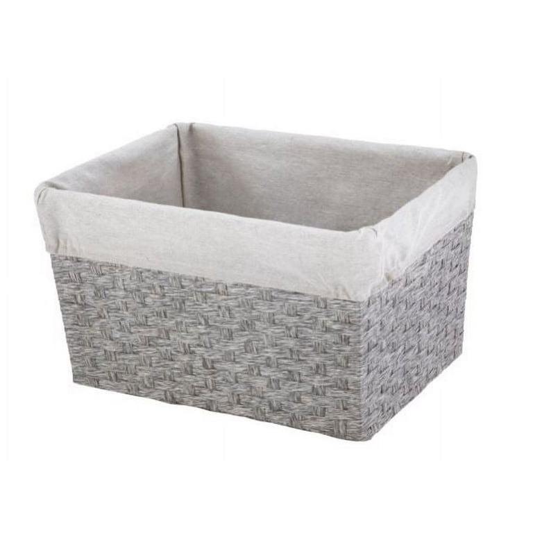 La Jolie Muse Storage Baskets Set 4 - Stackable Woven Basket Paper Rope Bin, Storage Boxes for Makeup Closet Bathroom Bedroom (Gray)