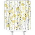 thumbnail image 2 of Yellow Floral Shower Curtain Watercolor Flower Gray Branches Modern Chic Botanical Herbs Blossom Artistic Fabric Polyester Bathroom Curtain with Hooks, 2 of 3