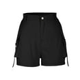 thumbnail image 5 of IROINNID Discount Shorts for Women Straight Barrel High Waist Solid Pocket Work Shorts,Black, 5 of 6