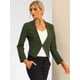 thumbnail image 3 of Chaqueta Corta Casual De Negocios De Oficina De Trabajo Sin Cuello Para Mujer Verde militar XS, 3 of 6