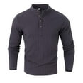thumbnail image 3 of LEKWK Mens Henley Shirts Long Sleeve Cable Knit Texture Pullover Sweater Stand Collar Casual Shirts Warm Soft Autumn Winter Daily Fashion Soft Top, 3 of 7