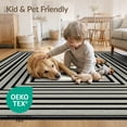 thumbnail image 4 of ODIKA 5'x7' Washable Area Rug Non-Slip, Chair-Friendly Ivory Contemporary Contrast Parallel Bands Evenly Spaced Tan for Dining Room, Under Table, Home Office, 4 of 7