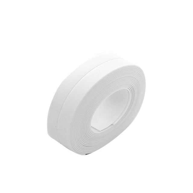 Injueey Tira de calafateo para pared, cinta de sellado para baño, cocina, baño, borde de pared, impermeable, adhesivo de sellado de PVC, Decoración del hogar Blanco S