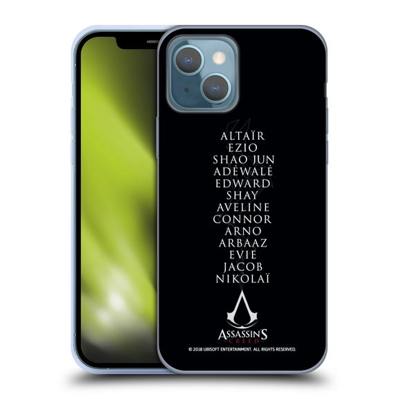 Head Case Designs Officially Licensed Assassin's Creed Legacy Typography Names Soft Gel Case Compatible with Apple iPhone 13
