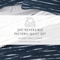 thumbnail image 7 of Noble Linens Navy 3 Piece Horizon Lines Reversible Microfiber Quilt Set, Twin / Twin XL, 7 of 7
