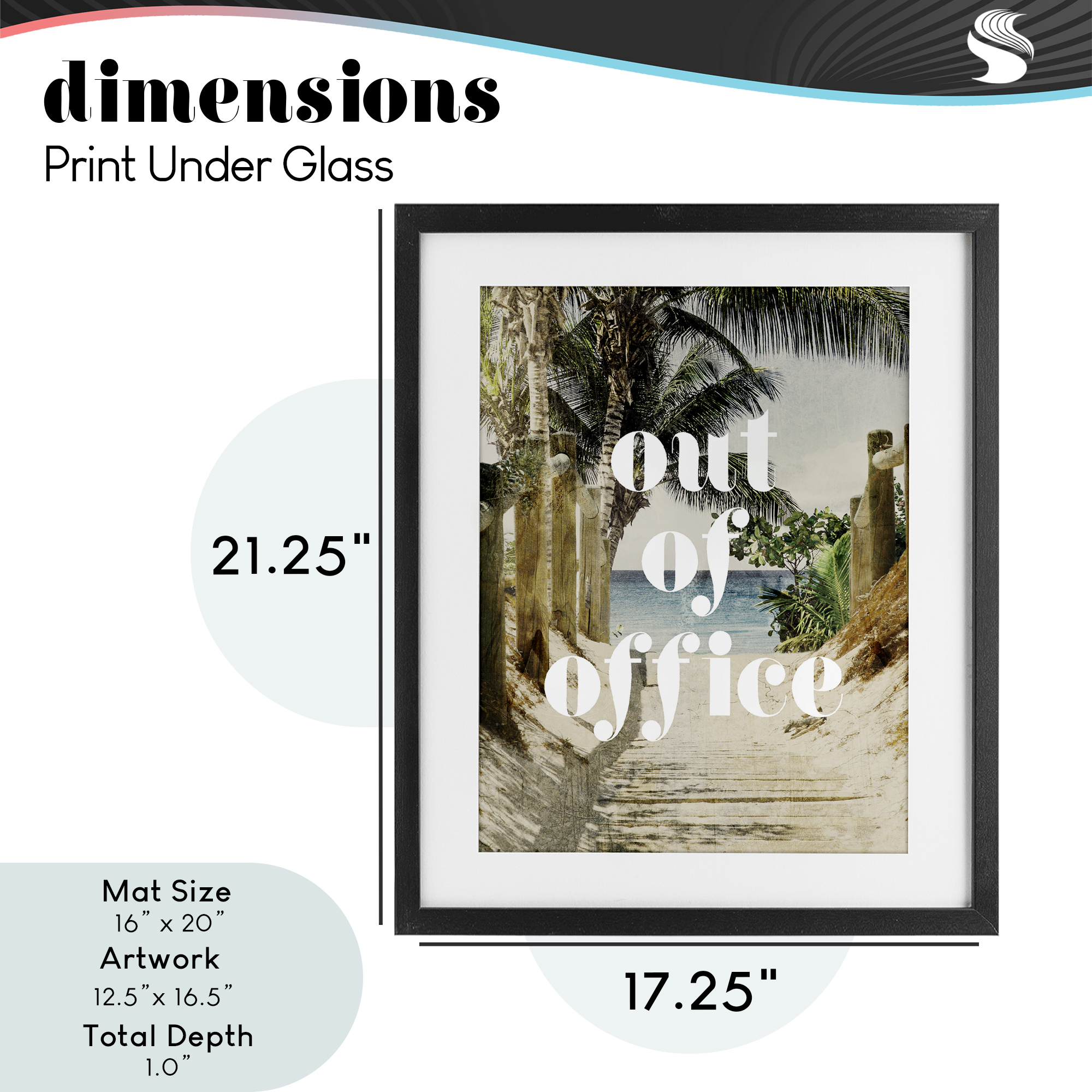 Out of Office Beach Path Black Framed Print Under Glass, design by Lil' Rue