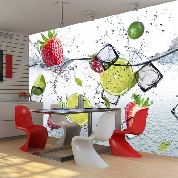 Tiptophomedecor Peel and Stick Kitchen Wallpaper Wall Mural - Fruit Cocktail - Removable Wall Decals