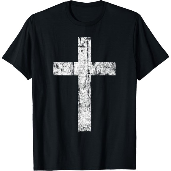Distressed Cross Christian Inspirational Faith Graphic T-Shirt