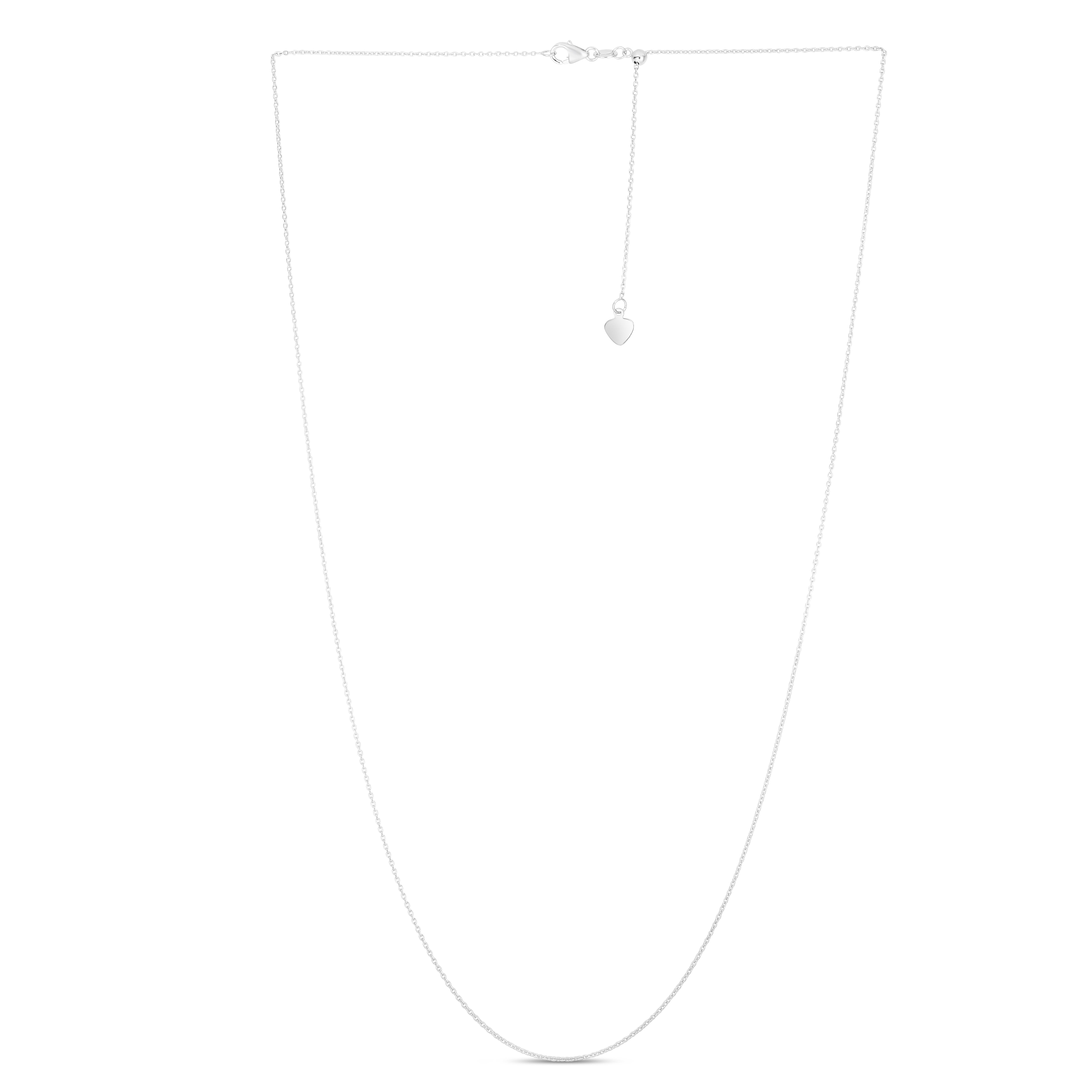 14K White Gold 22in 1mm Adjustable Cable Chain with Lobster Clasp