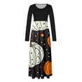 thumbnail image 3 of Enjoytime Robes d'Halloween pour Femmes Vintage Imprimées Manches Longues Col Rond Patchwork Longue Robe Décontractée Élégante Gothique Robe de Soirée Noire TG, 3 of 3