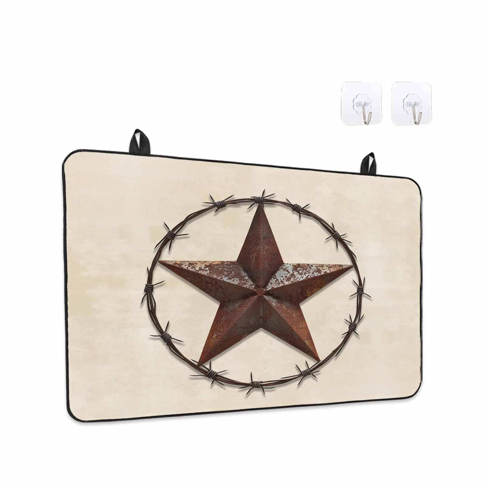 Texas Star Farmhouse Stove Top Cover for Electric Stove, Heat-proof & Non Slip Glass Top Stove Cover Protector, Western Country Stars Retro Kitchen Flat Cooktop Rubber Mat 24x21 Inches