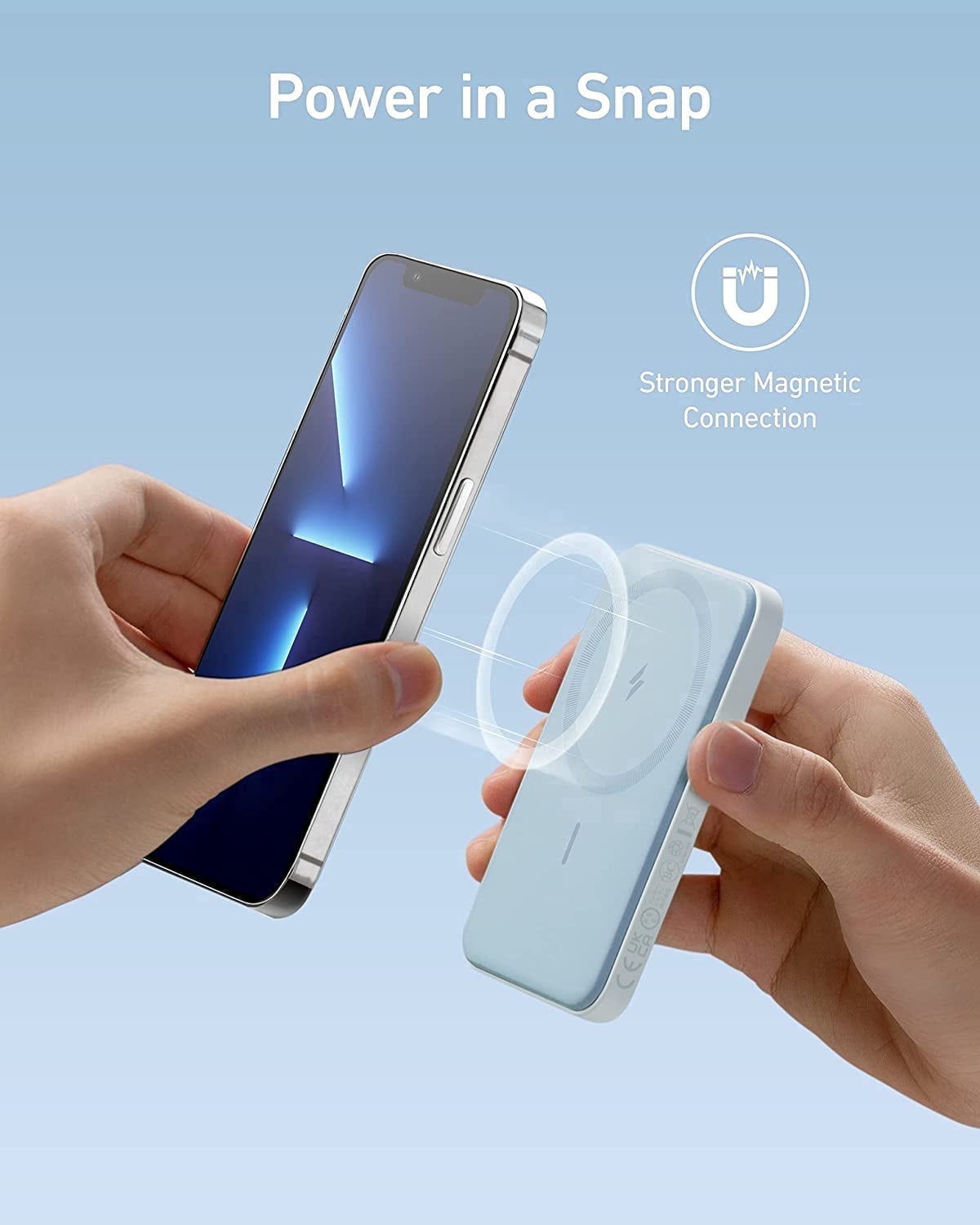 Anker 621 Magnetic Portable Charger (MagGo), 5,000mAh Wireless Power Bank with USB-C Cable, Magsafe-Compatible Battery Pack for iPhone 16/15/14/13/12 Series