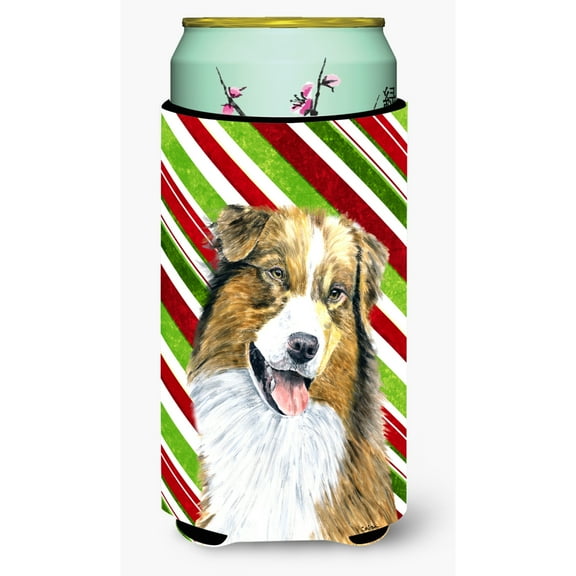 Australian Shepherd Candy Cane Holiday Christmas Tall Boy Hugger