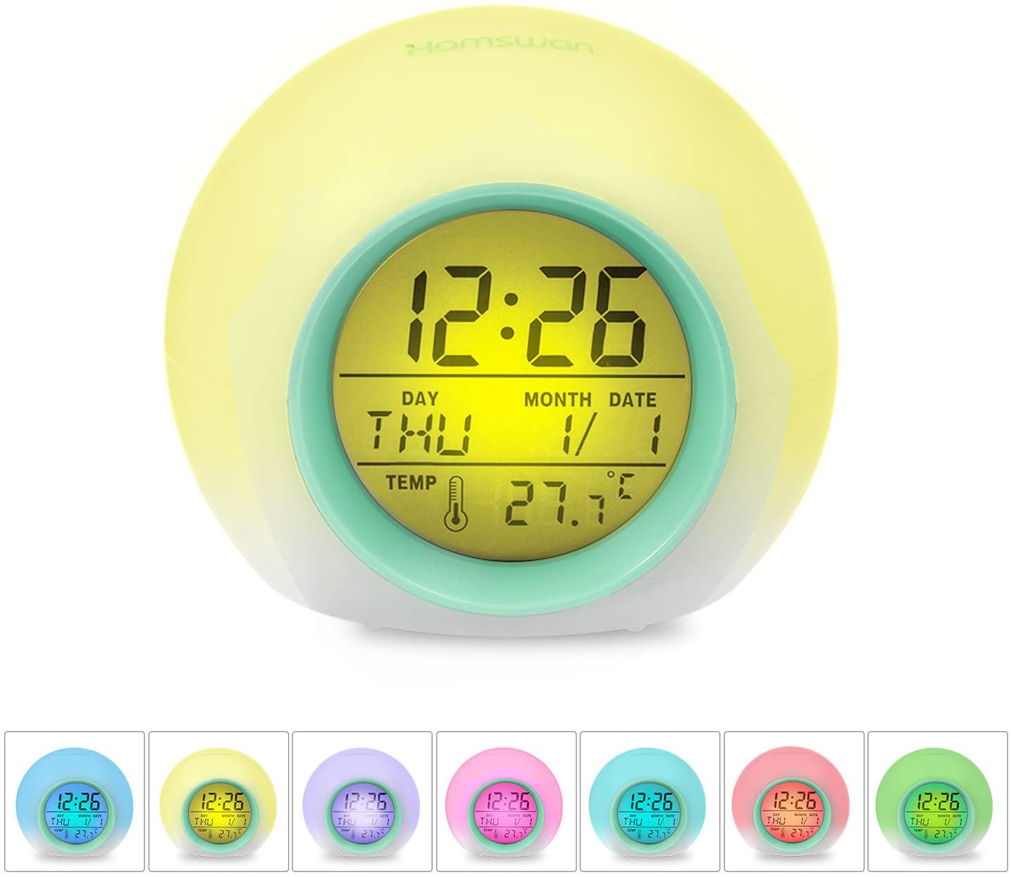 BLUUXIN Digital Alarm Clock, With Alarm Clock, Sleep Timer, 7 Color