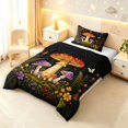thumbnail image 2 of Homewish Cute Plant Mushrooms Twin Comforter Sets,Dreamy Floral Butterfly Stars Bedding Set,Black Reversible,2pcs,1 Comforter and 1 Pillowcase, 2 of 7