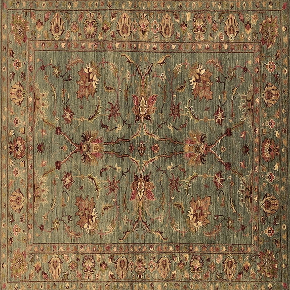 Ahgly Company Machine Washable Indoor Square Oriental Brown Industrial Area Rugs, 4' Square