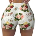 thumbnail image 2 of Haiem Vintage Bike Flower Butterfly No Front Seam Biker Shorts for Women Yoga Workout Gym Bike Shorts with Tummy Control Moisture-Wicking-Medium, 2 of 9