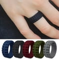 thumbnail image 4 of HOOUN Black Silicone Ring Rubber Wedding Band Flexible for Men Workout Male Lifestyle+-Style 2-9, 4 of 9