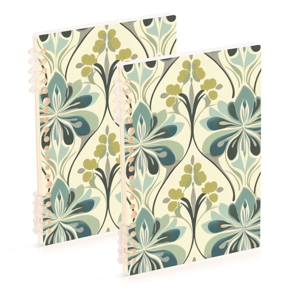 FORMRS 1-Subject Spiral Notebook 8" x 5" College Ruled 60 Refillable Sheet, 2 Pack, Beige Floral Pattern