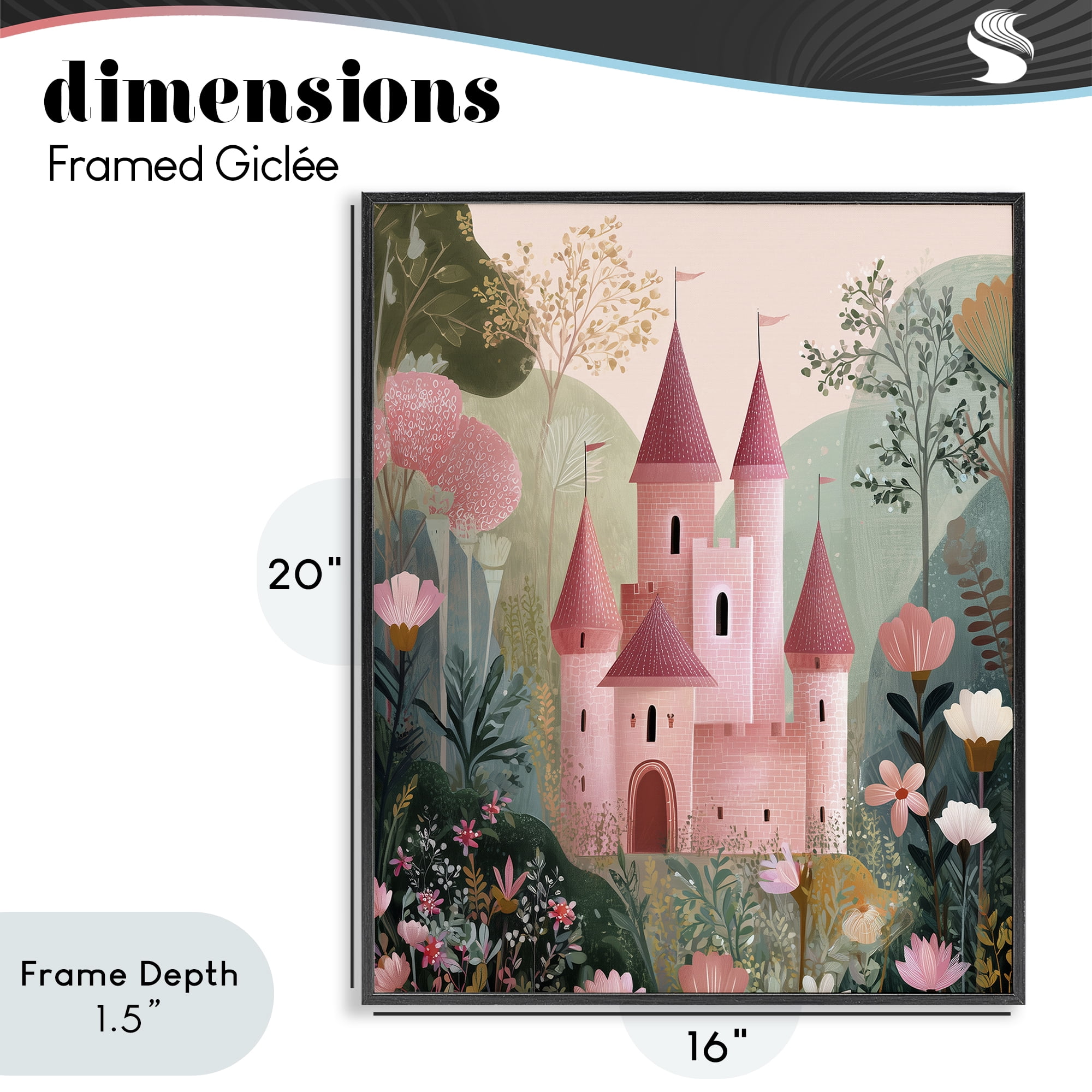 Stupell Industries Castle For A Princess Black Framed Giclee Art, design by Christine Simpson Art