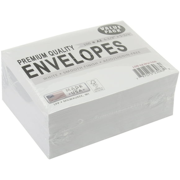 Leader Enveloppes A2 (4.375"X5.75") 100/pkg-Blanc
