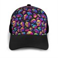 thumbnail image 3 of Naloa Skull rainbow star mushroom Adult adjustable Print Baseball Hat, Patchwork curved brim baseball capfor Men and Women, One Size, 3 of 5