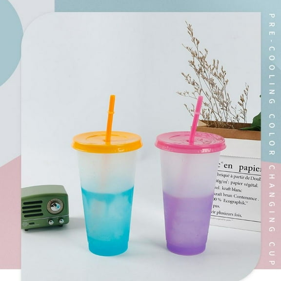 AVAIL AVAIL Reusable Plastic Cup With Lids And Straws Water Bottles Color Changing Cups Plastic Cups For Adults And Kids