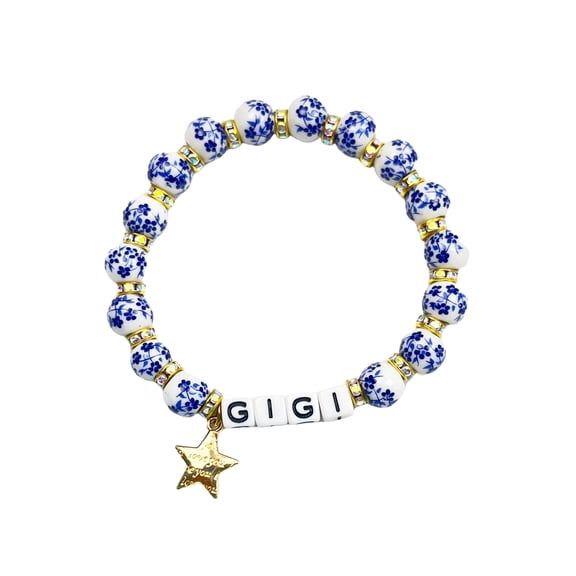 GIGI Grandma Birthday Gifts Porcelain Bracelet Star Charm Ceramic Bracelets Gift for Her Women Gift for GIGI (GIGI)