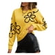thumbnail image 3 of Suéteres de Punto con Hombros Descubiertos para Mujer, Suéter de Otoño con Flores, Cuello Redondo, Larga y Estilo Moderno. Amarillo L, 3 of 8