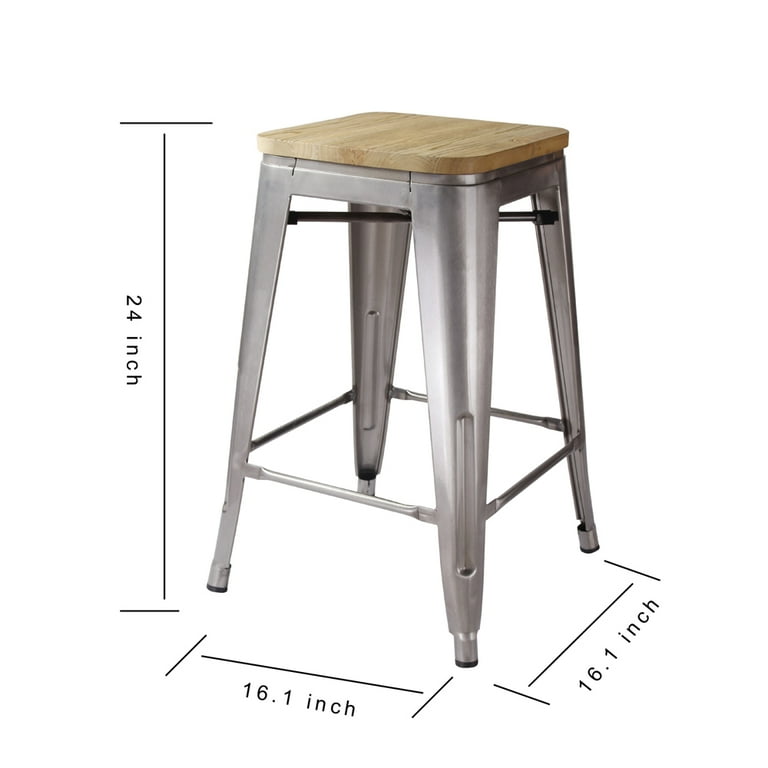 GIA Design Group 24 Inch Counter Height Backless Metal Stools with