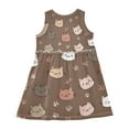 thumbnail image 3 of Girls Dress Playful Cat Sleeveless Dress for Girls Hem A-Line Casual Sundress, 3 of 7