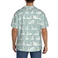 thumbnail image 3 of Uemuo White Swan Pattern Cotton Linen Short Sleeve Shirts,Casual Lightweight Button Down Shirts,Vacation Beach Summer Tops-4X-Large, 3 of 7