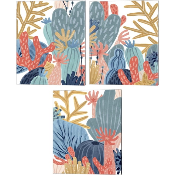 Great Art Now Paper Reef by June Erica Vess 3 Piece Canvas Art Set Each 12"W x 15"H