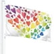 thumbnail image 4 of Banderas decorativas para exteriores con diseño de corazones multicolores que forman un arcoíris gigante y colorido. Bandera de jardín de 3 x 5 pies, ideal para jardín, temporada y patio., 4 of 4