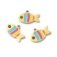 thumbnail image 2 of 10pcs Ion Plating(IP) 316L Surgical Stainless Steel Pendants Nickel Free with Enamel Fish Charm golden 8x12.5x1.3mm Hole: 1mm, 2 of 3